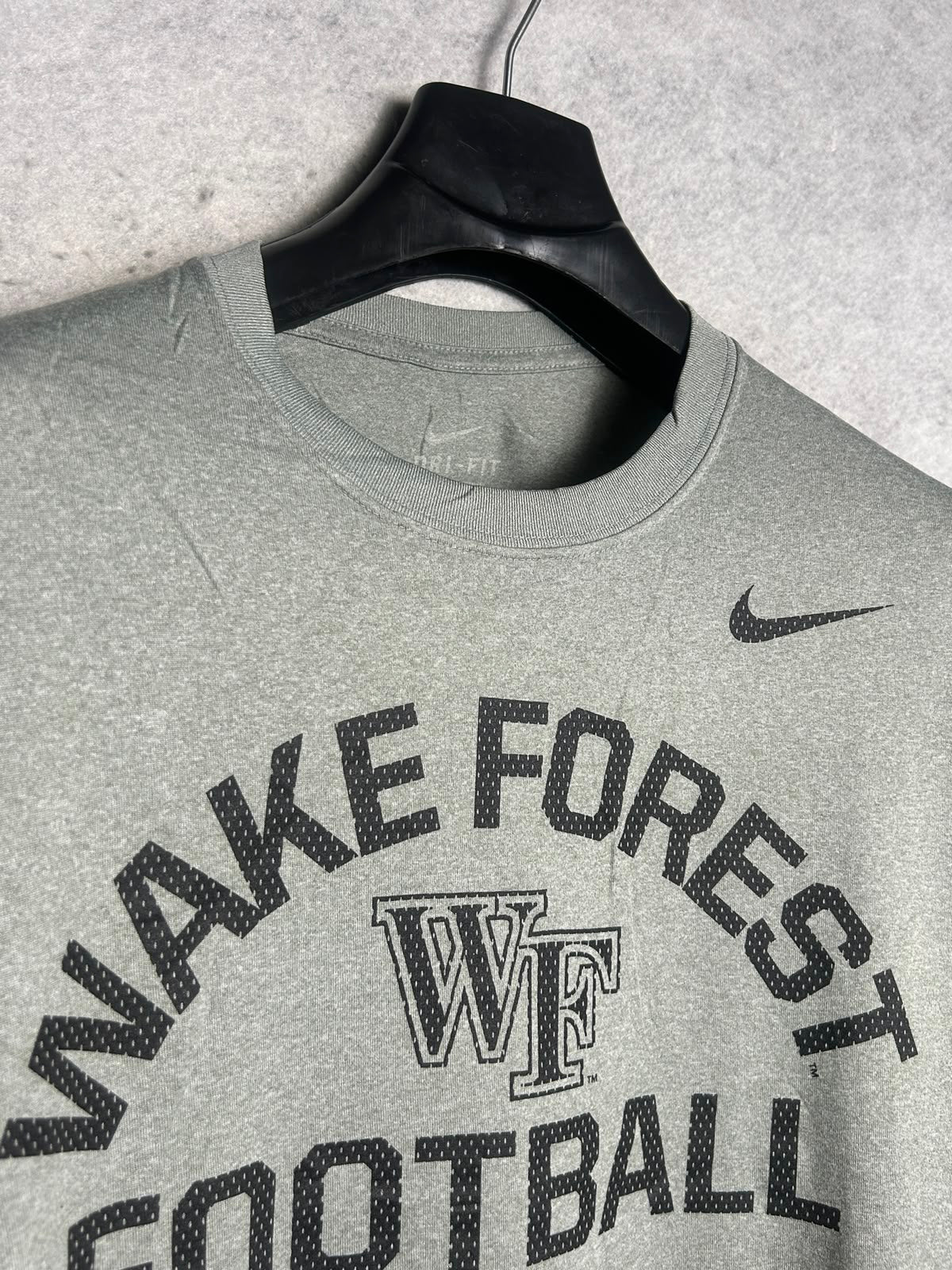 Nike Dri Fit Big Logo Wake Forest Grey Round Neck - Medium
