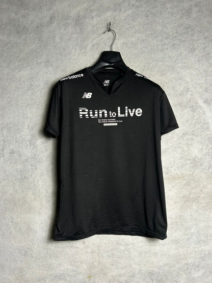 New Balance Big Logo Run to Live Black Round Neck - Medium
