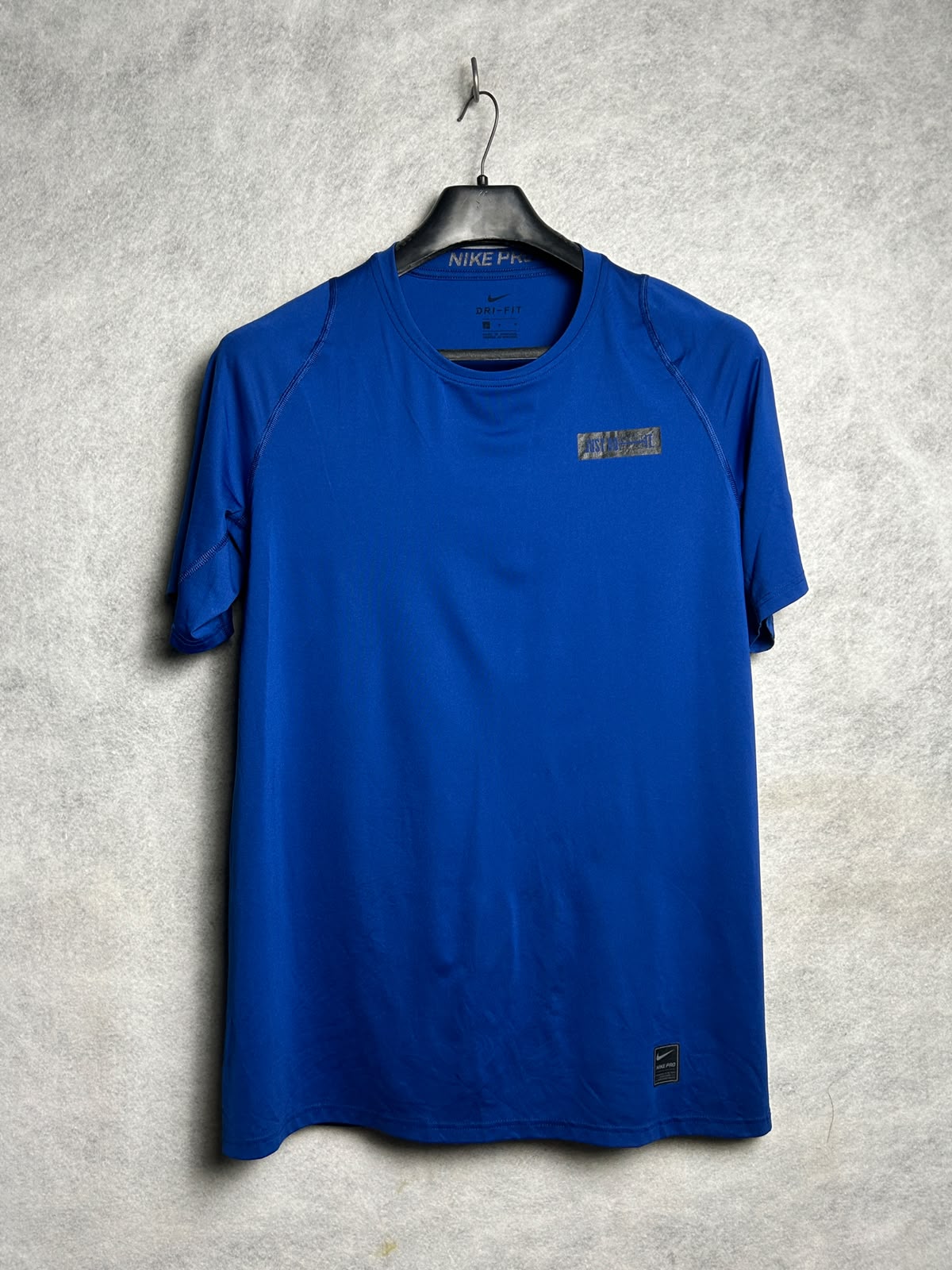 Nike Pro [Just do it ] Dri Fit Blue Round Neck - Large
