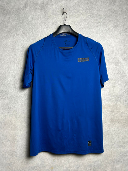 Nike Pro [Just do it ] Dri Fit Blue Round Neck - Large