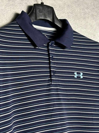 Under Armour Heat Gear Polo Loose Blue Strips - XL