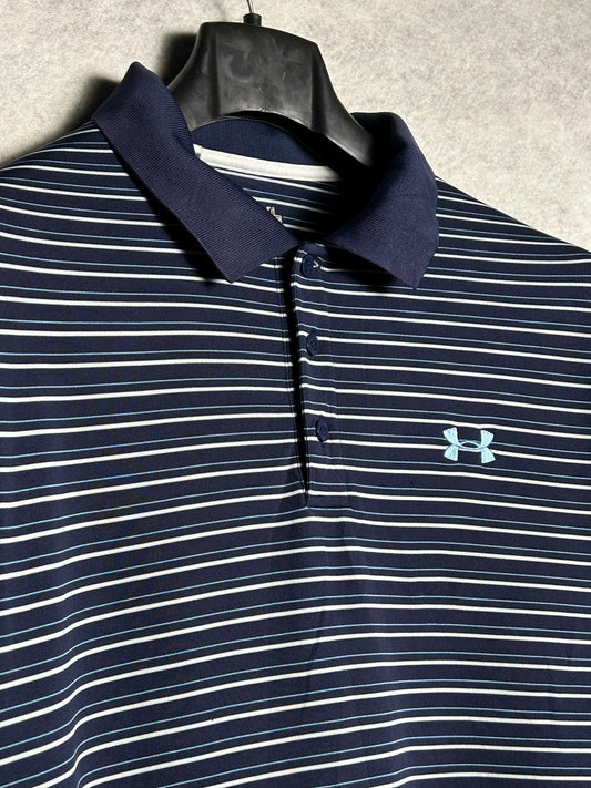 Under Armour Heat Gear Polo Loose Blue Strips - XL