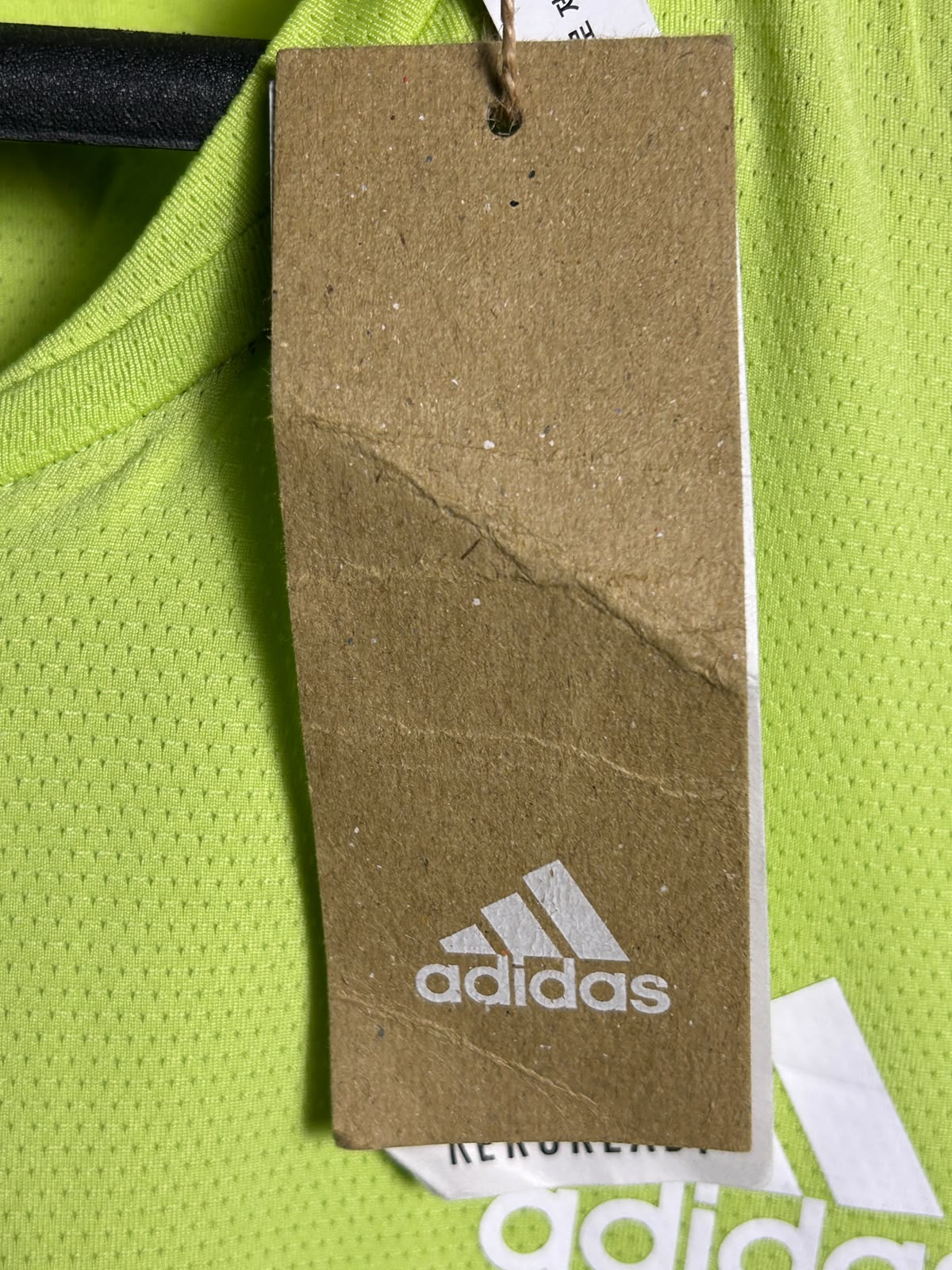 Adidas Neon Green Aeroready Round Neck Zip Tee - Large