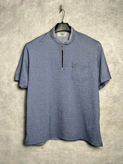 Crocodile Blue Half Zip Polo - Large