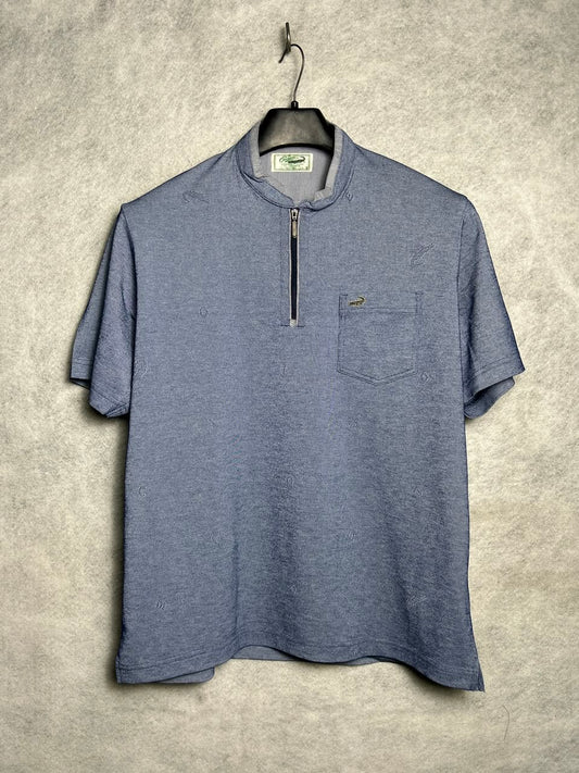 Crocodile Blue Half Zip Polo - Large