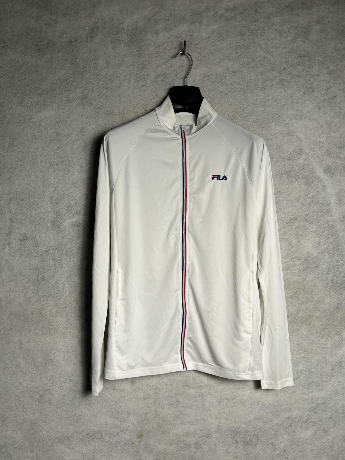 Fila White Full Sleeves Zip Upper - Medium
