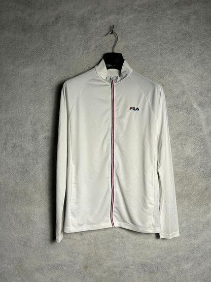 Fila White Full Sleeves Zip Upper - Medium