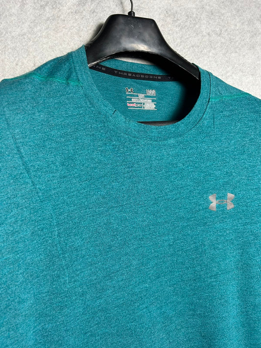 Under Armour Heat Gear Loose Heathered Green Round Neck - Large