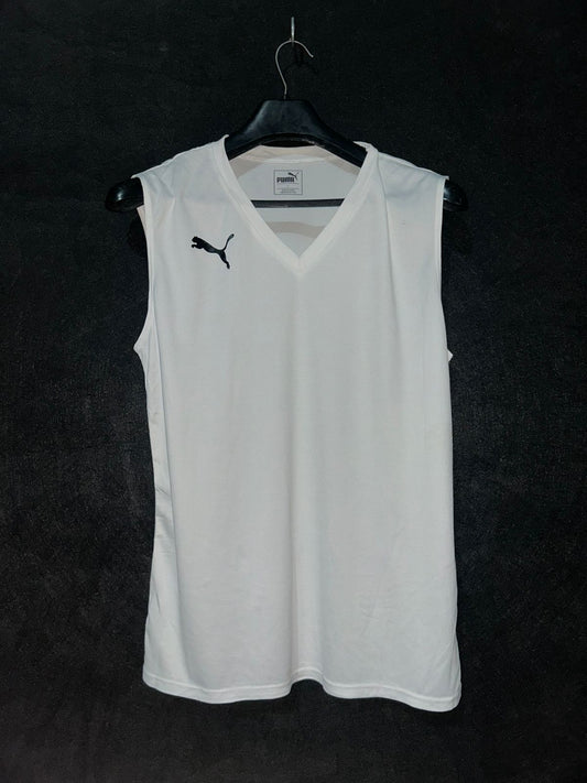 Puma White V Neck Tanktop - Large
