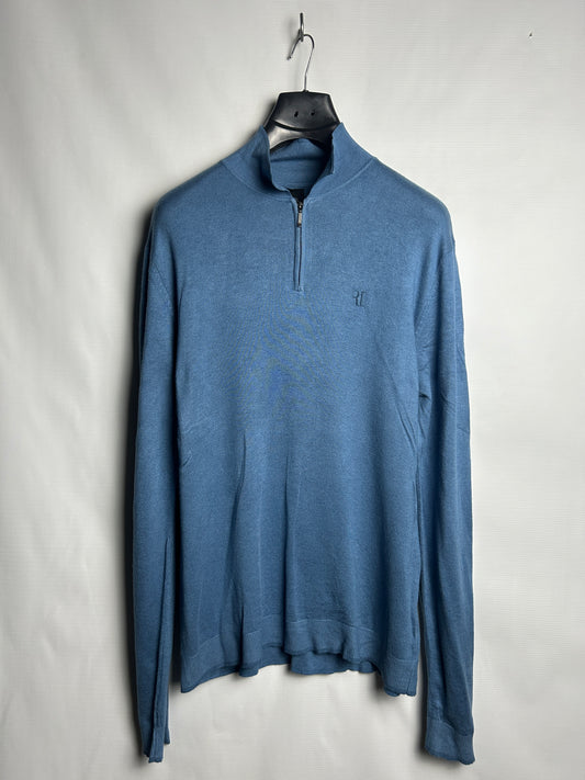 River Island Blue Half Zip Sweater - Medium
