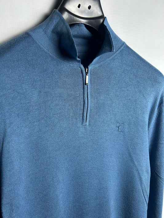River Island Blue Half Zip Sweater - Medium