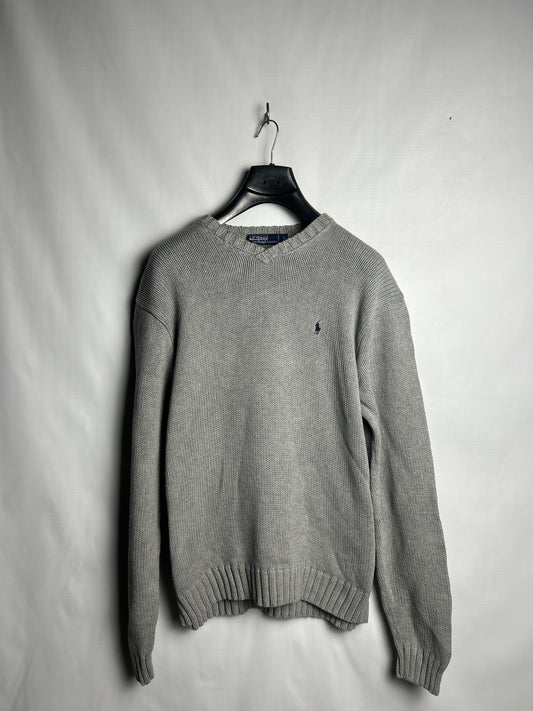 POLO Grey Sweater V Neck - Large