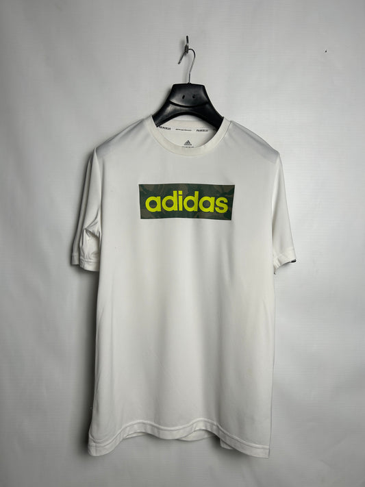 Adidas Primeblue Big Logo White Round Neck - Small