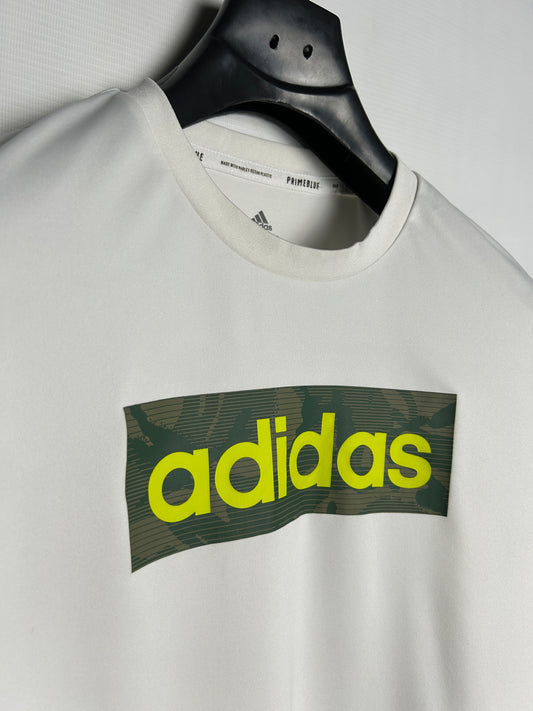Adidas Primeblue Big Logo White Round Neck - Small