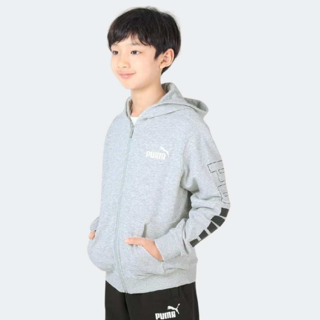 Puma TR 678571 Boys' Fleece Sweatshirt, Hoodie, Power Color Block Hooded Jacket, 23 Fall/Winter