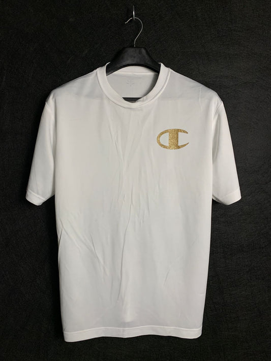 Champion White Round Neck Tee - Large