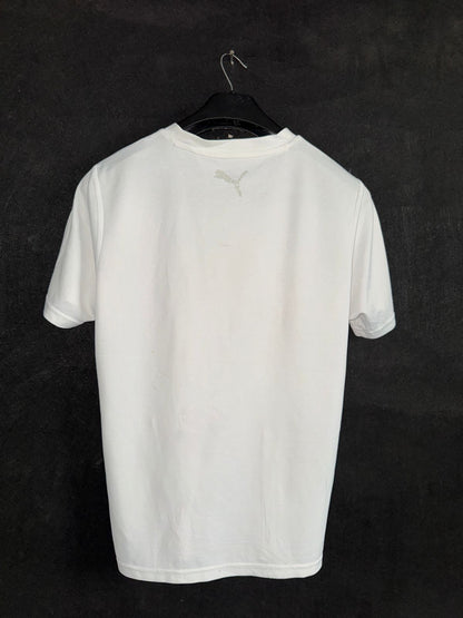 Puma White Round Neck Big Logo Tee - Medium