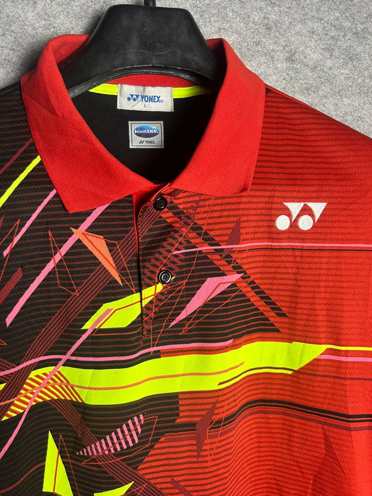Yonex Red Printed Polo - Large