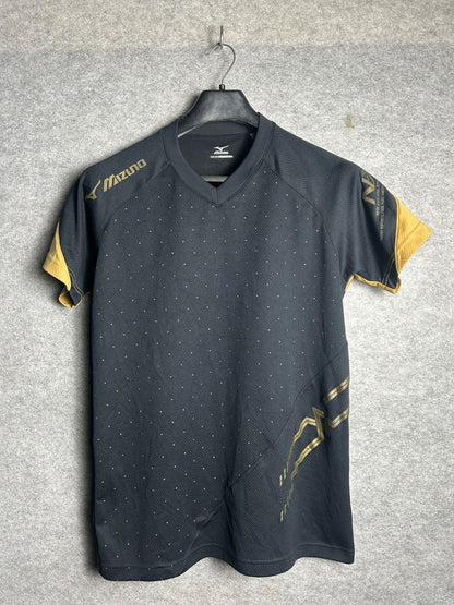 Mizuno Black & Golden Doted V Tee - Large
