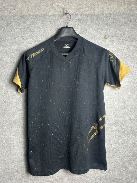 Mizuno Black & Golden Doted V Tee - Large