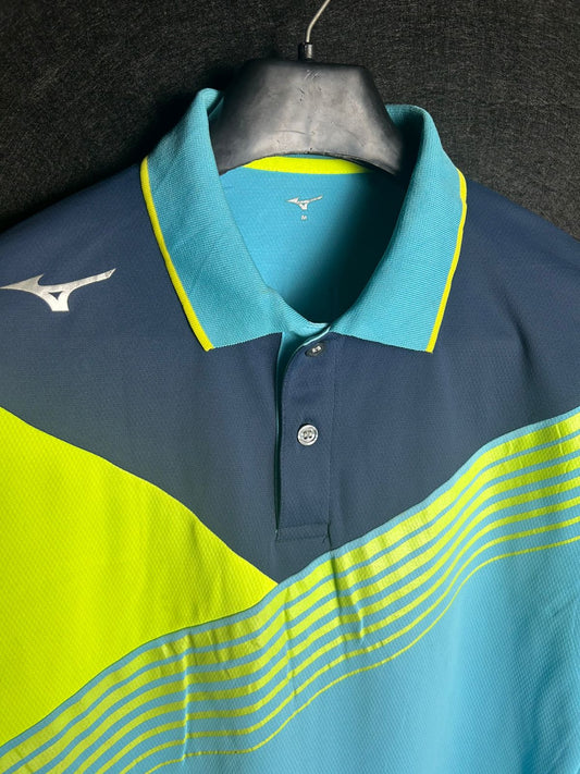 Mizuno Blue & Neon Green Polo - Medium