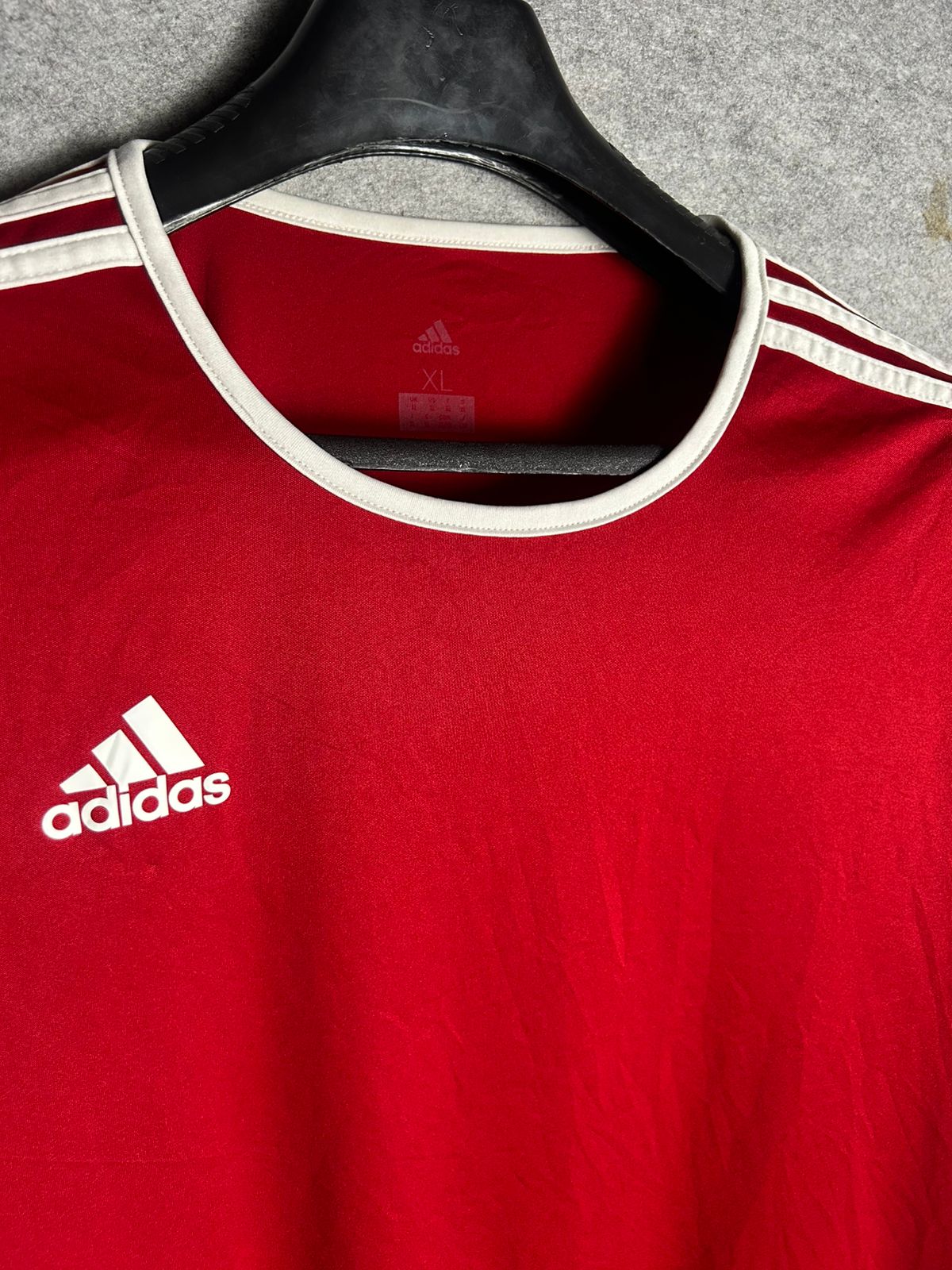 Adidas Climalite Red Shoulders Stripes Tee - XL