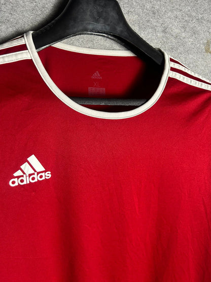 Adidas Climalite Red Shoulders Stripes Tee - XL