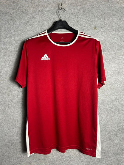 Adidas Climalite Red Shoulders Stripes Tee - XL