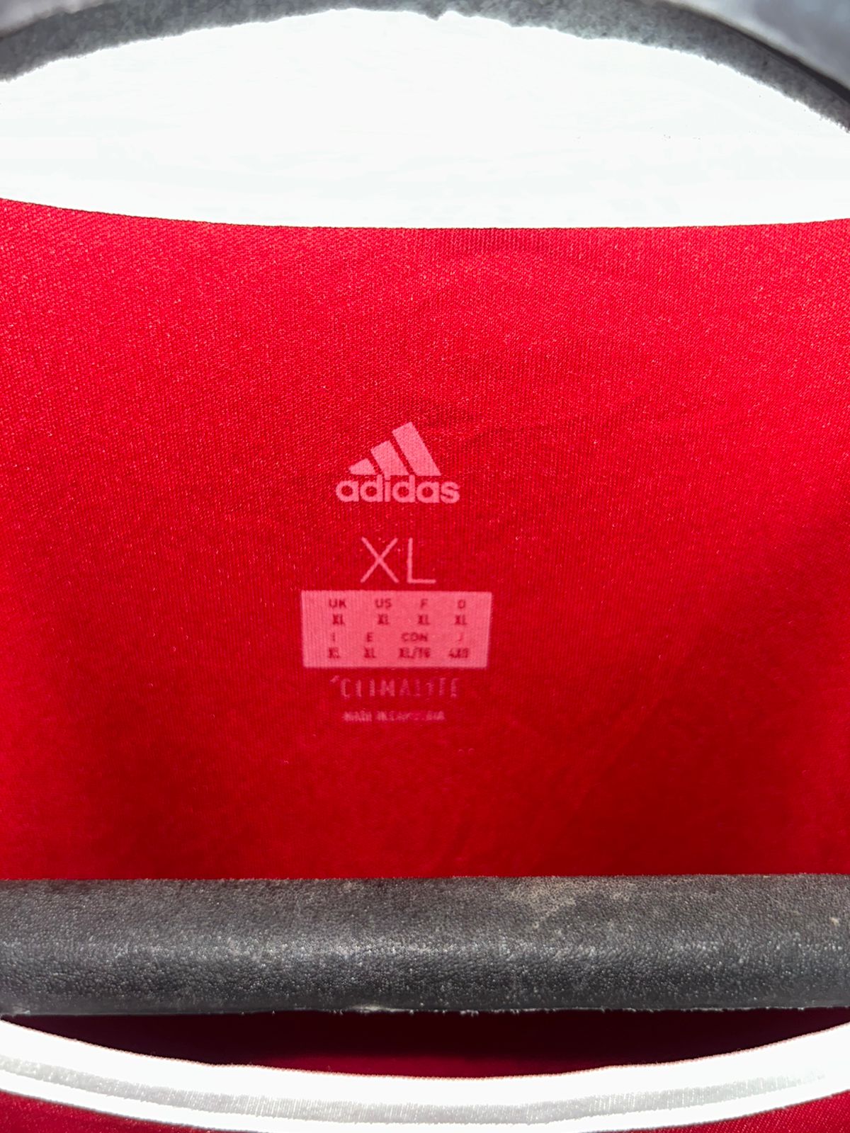 Adidas Climalite Red Shoulders Stripes Tee - XL