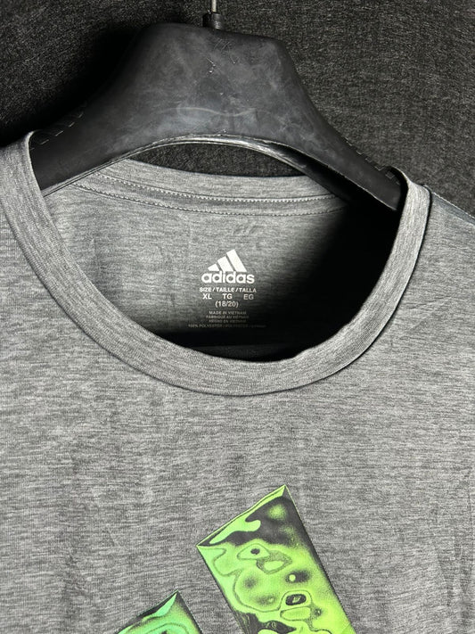 Adidas ClimaLite Light Gray Big Logo Round T Shirt - XL