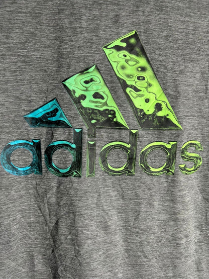 Adidas ClimaLite Light Gray Big Logo Round T Shirt - XL