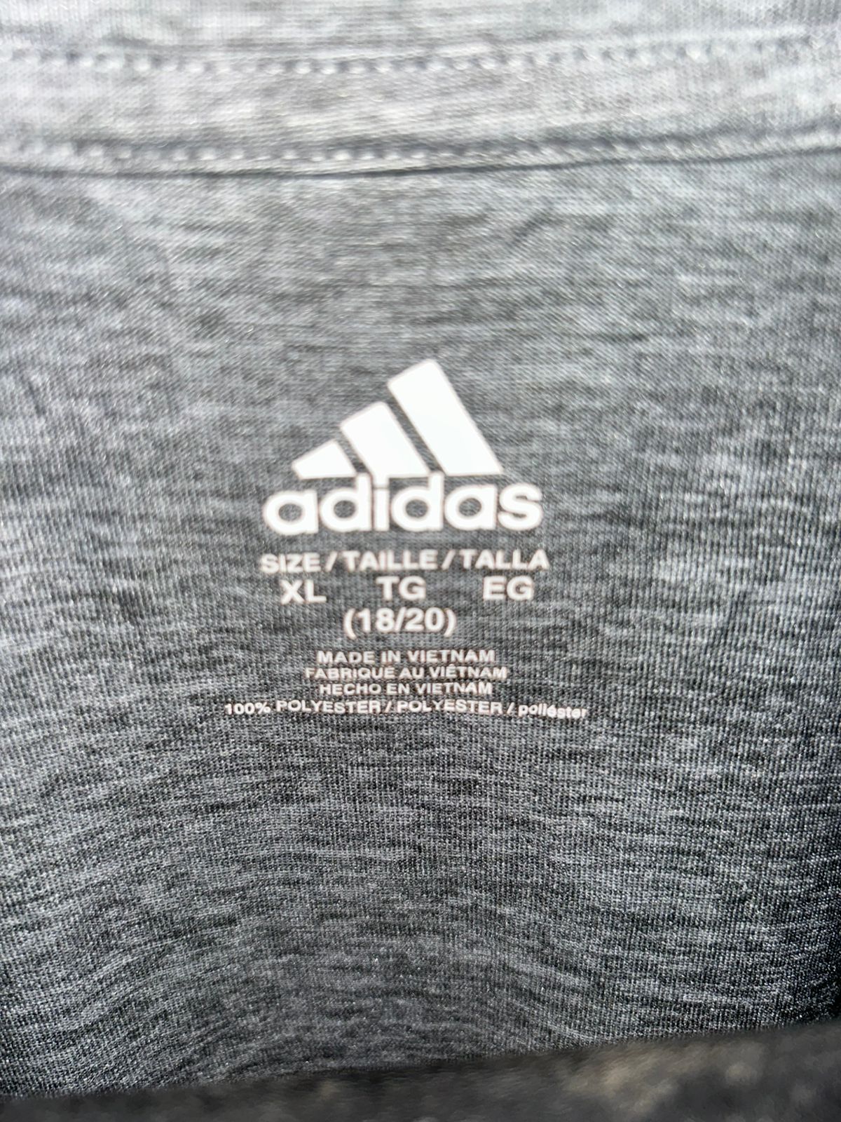 Adidas ClimaLite Light Gray Big Logo Round T Shirt - XL