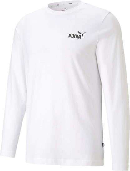 PUMA Logo Print Training Sports Breathable Round Neck Long sleeve T Shirt Men s White