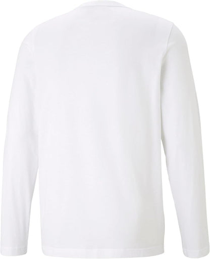 PUMA Logo Print Training Sports Breathable Round Neck Long sleeve T Shirt Men s White