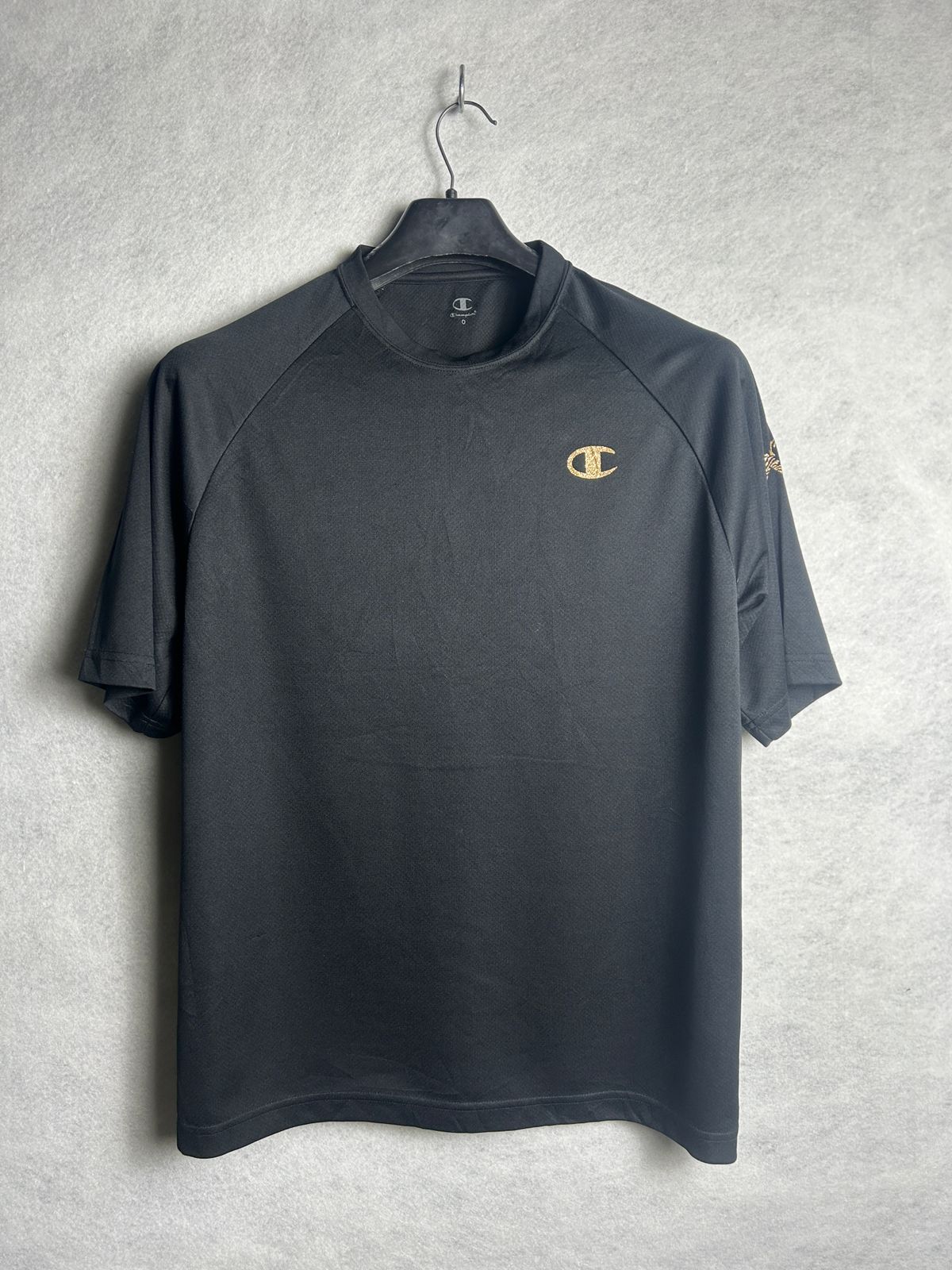Champion Golden Logo Black Tee - Medium