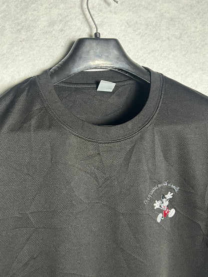 Disney Black Mickey Mouse Logo Round Tee - LL