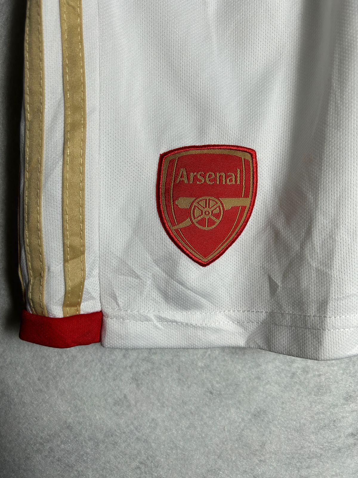 Adidas Arsenal White & Golden Stripes Short - Large
