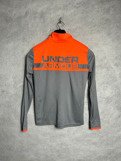 Under Armour HeatGear Gray & Orange QTR Zip Running Wear - YLG