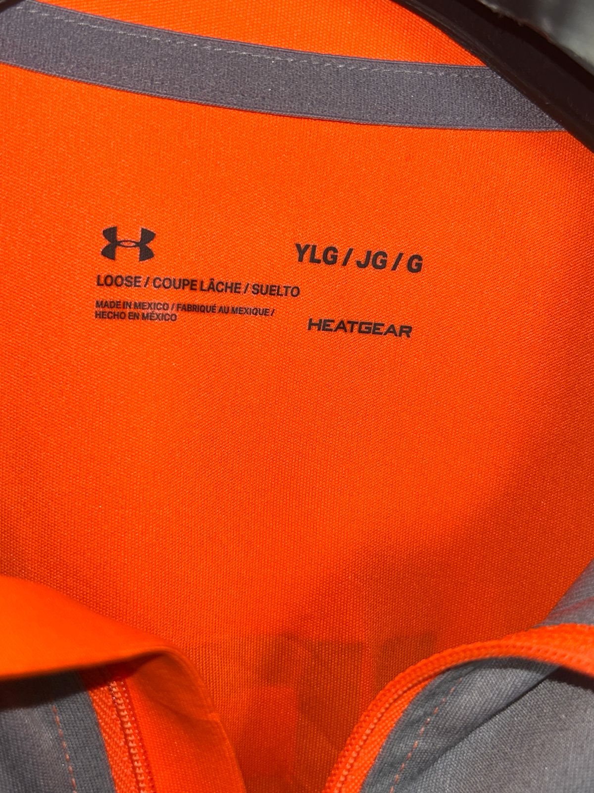 Under Armour HeatGear Gray & Orange QTR Zip Running Wear - YLG