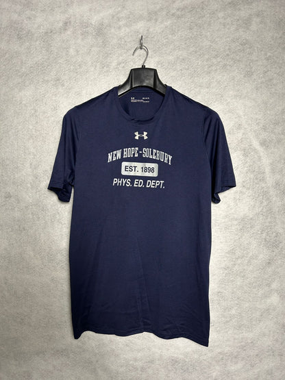 Under Armour Heat Gear Loose Ink Blue Back Logo Round Tee - Medium