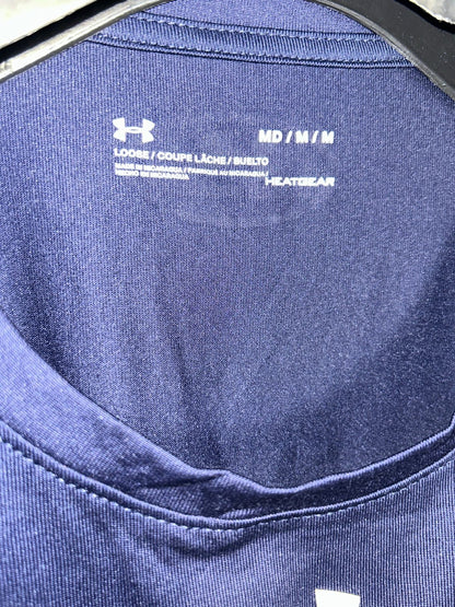 Under Armour Heat Gear Loose Ink Blue Back Logo Round Tee - Medium