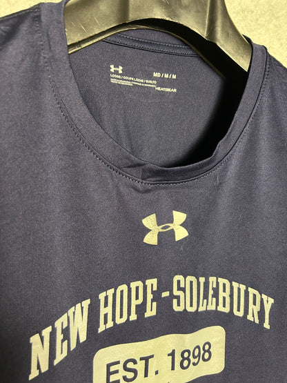 Under Armour Heat Gear Loose Ink Blue Back Logo Round Tee - Medium