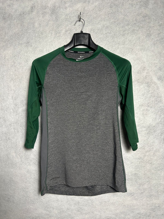 Nike Baseball Slim Fit Green & Gray Round Tee - Small