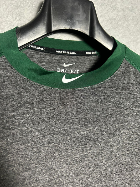 Nike Baseball Slim Fit Green & Gray Round Tee - Small