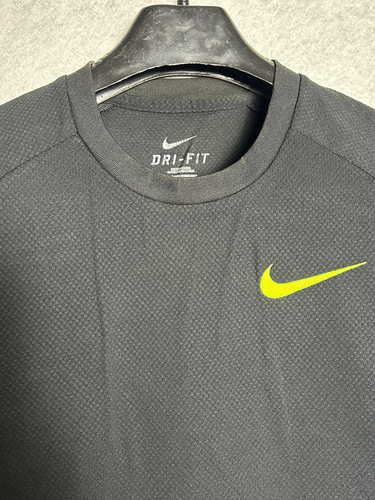 Nike Dri Fit Black & Blue Round Tee - Small