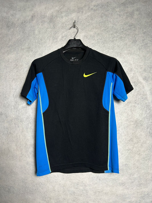 Nike Dri Fit Black & Blue Round Tee - Small