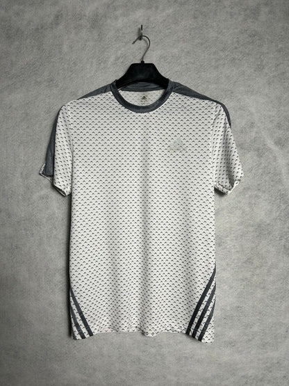 Adidas Fitted White Printed Tee - Large