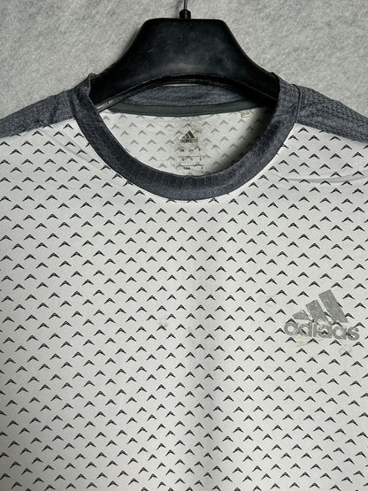 Adidas Fitted White Printed Tee - Large