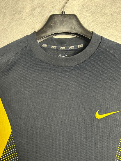 Nike Running Round Blue & Yellow Printed Tee Fitted - Medium
