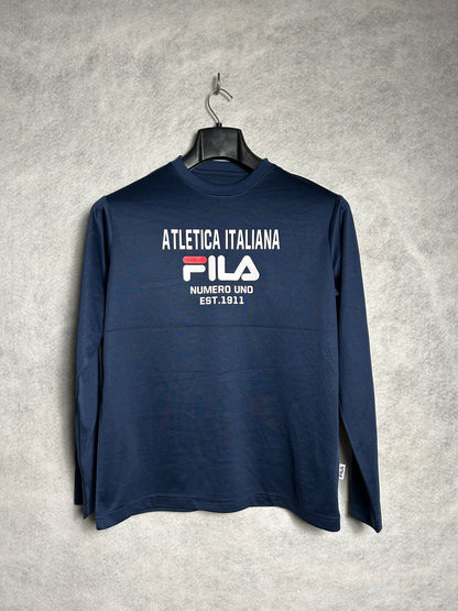 Fila Blue Full Sleeves Round Tee - Medium